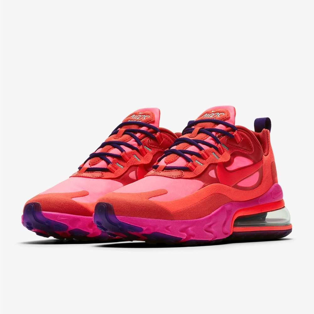 Nike Air Max 270 React in Mystic Red/Pink Blast/Habanero Red/Bright Crimson SZ 9 - Picture 2 of 15